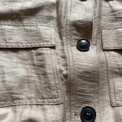 Hallhuber Linen Shirt Jacket with Belt – Beige Shirt Dress with Pockets