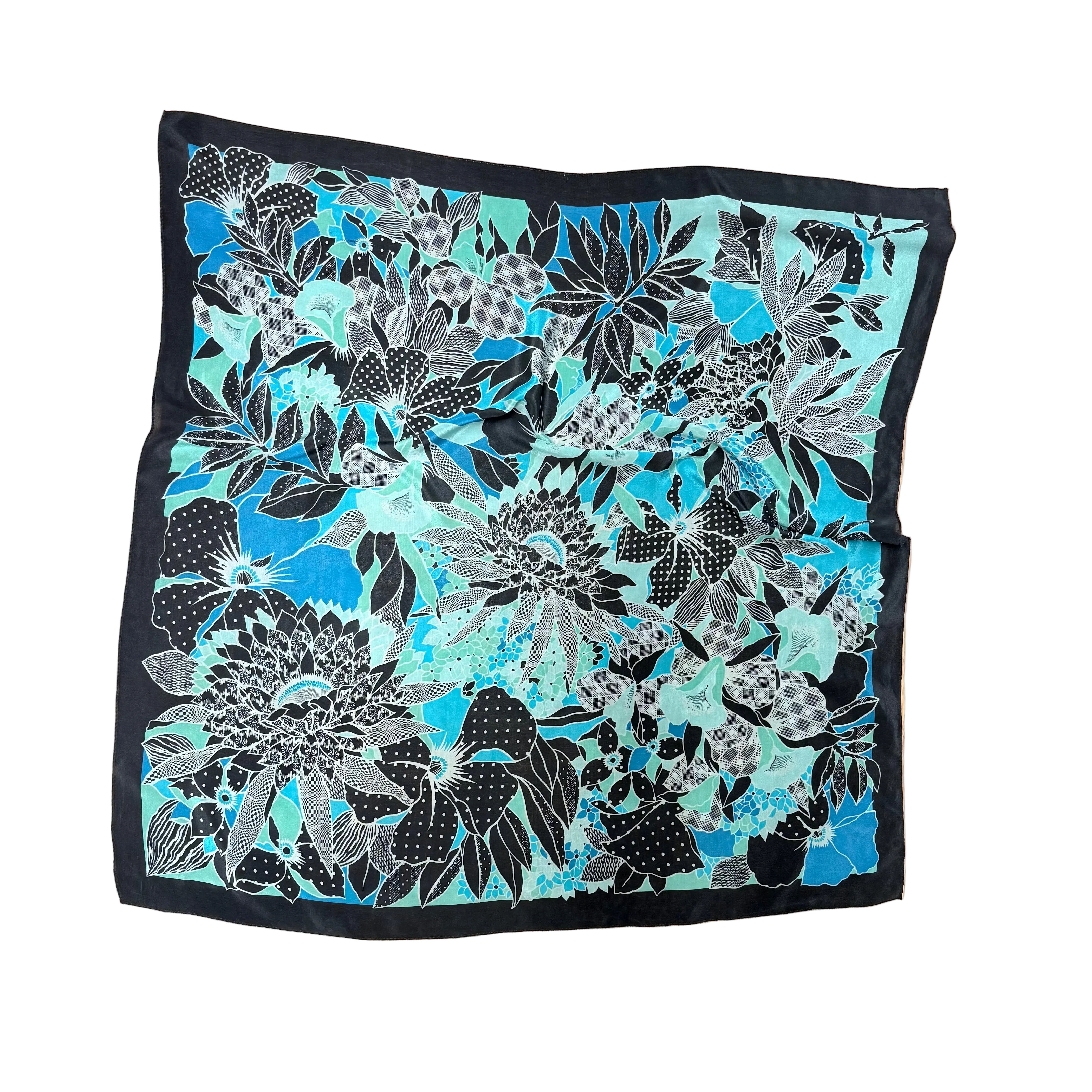 Duża apaszka jedwabna w kwiaty