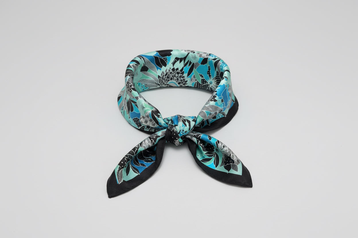 Duża apaszka jedwabna w kwiaty