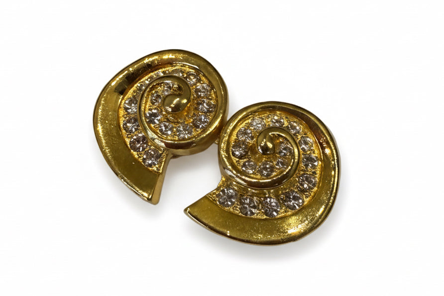 Vintage klipsy ślimaki z cyrkoniami