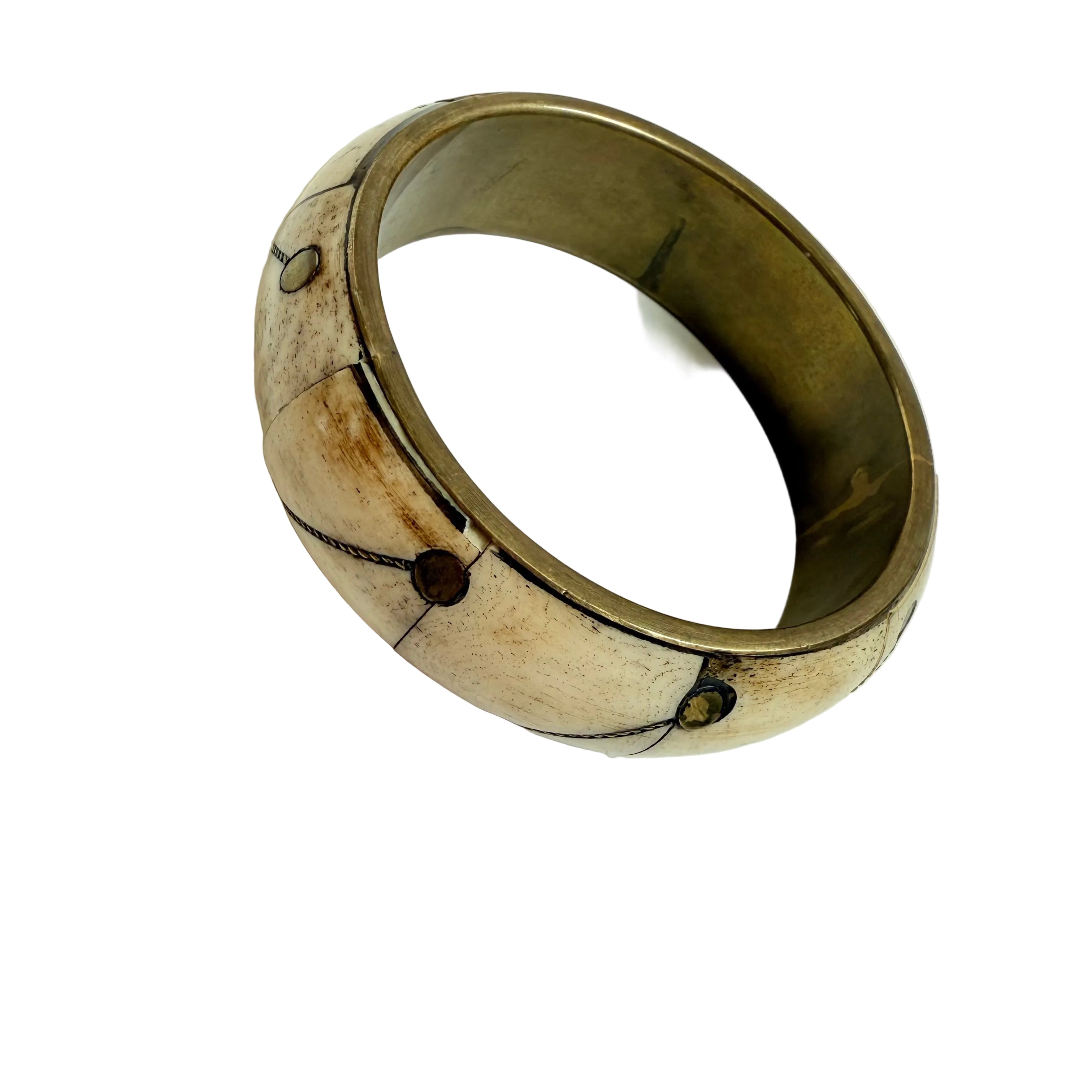 Bransoletka vintage z rogu i metalu