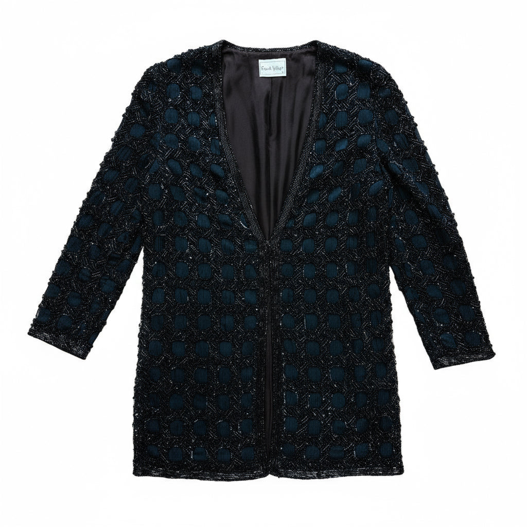 Czarna jedwabna marynarka z cekinami