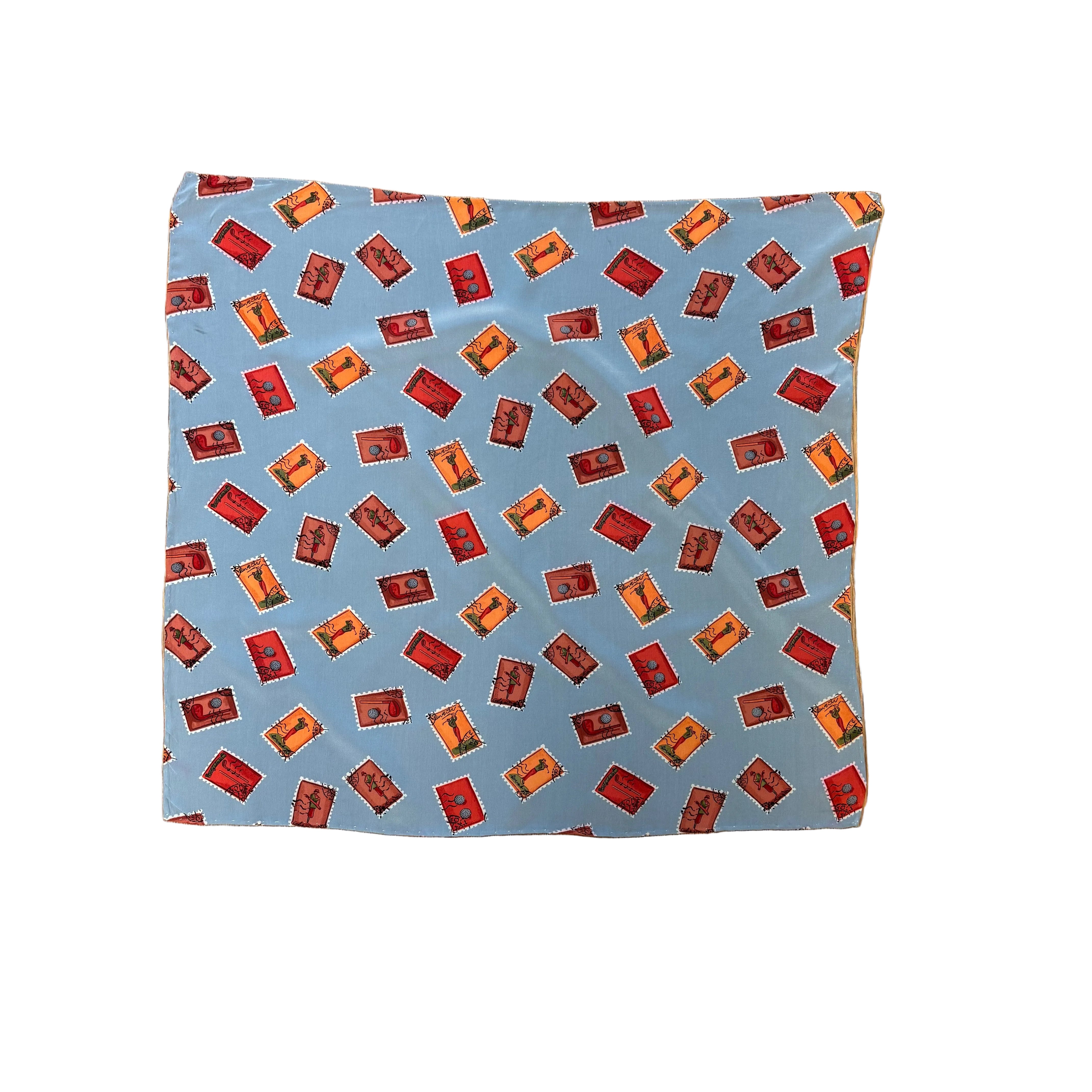 Mała jedwabna apaszka w znaczki pocztowe