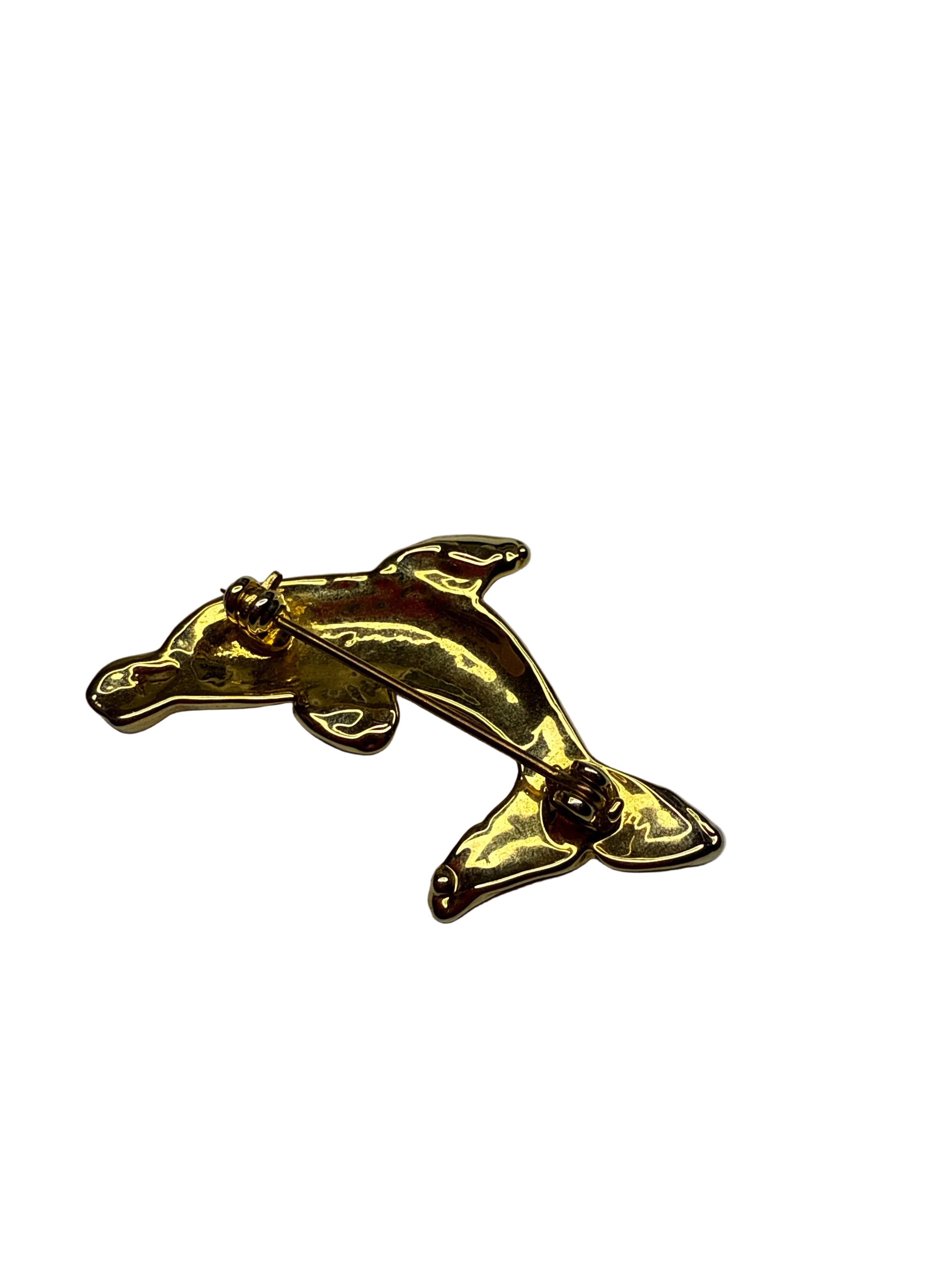 Broszka złoty delfin