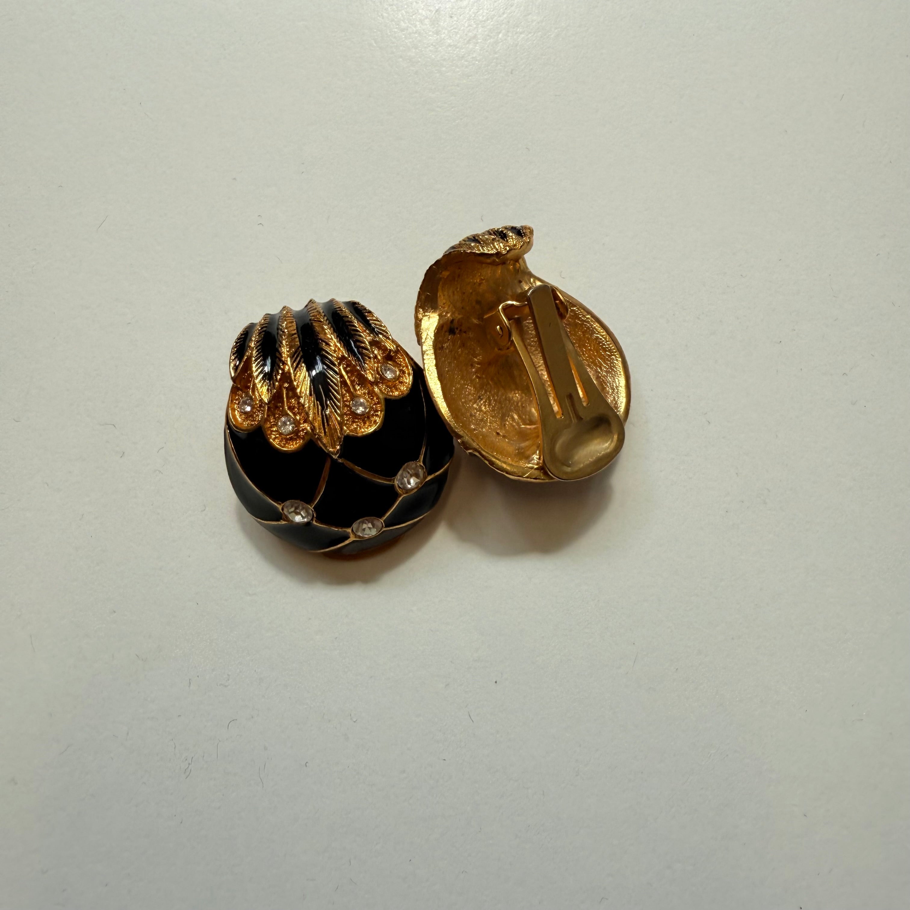 Klipsy vintage złoto czarne