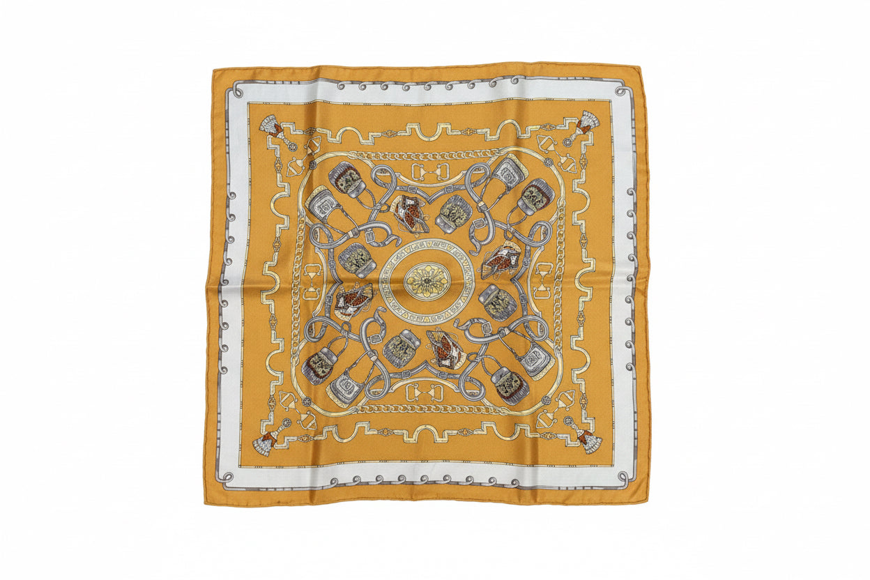 Złota jedwabna apaszka 53 cmx53 cm