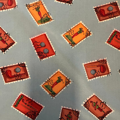 Mała jedwabna apaszka w znaczki pocztowe