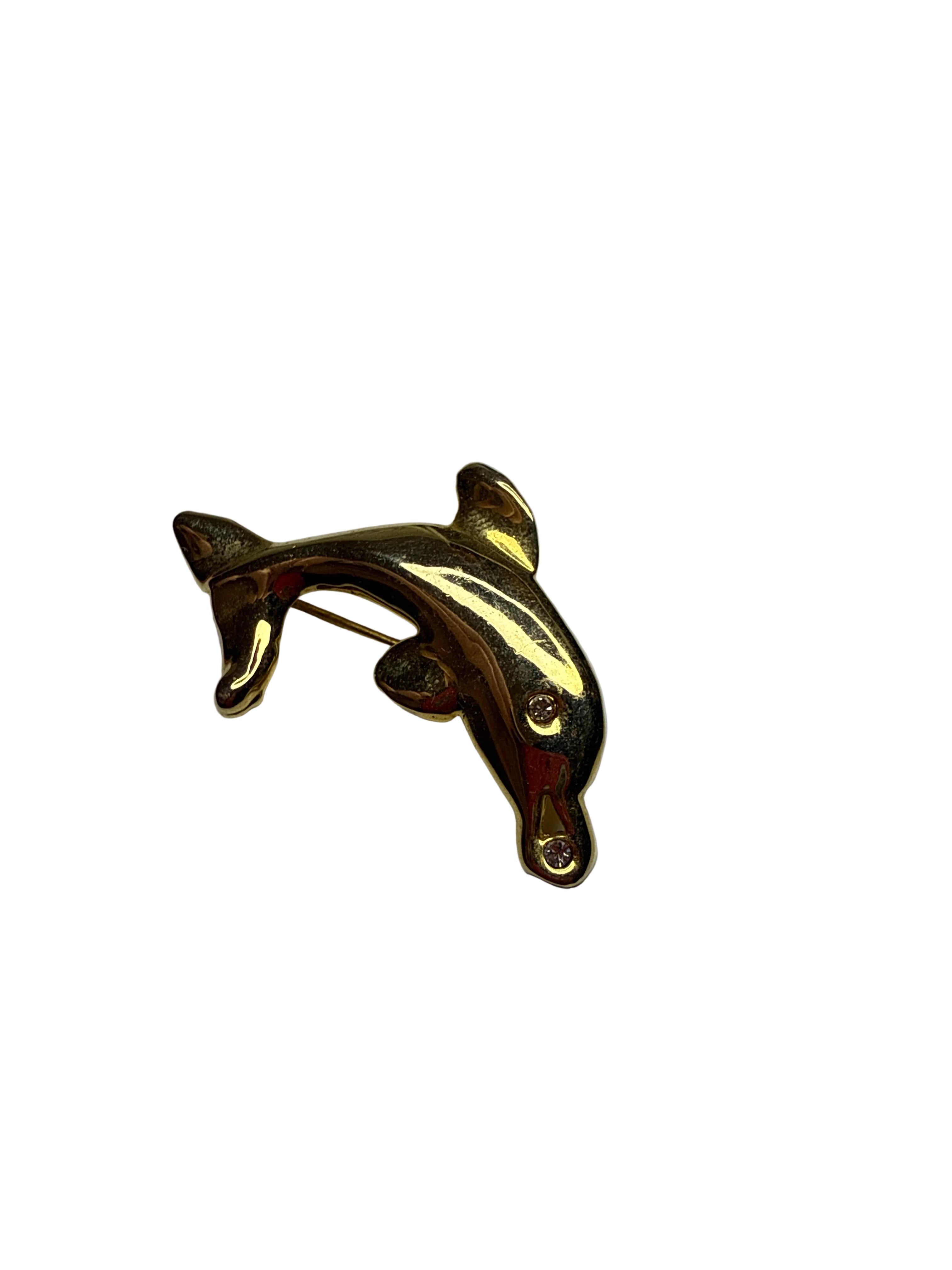 Broszka złoty delfin