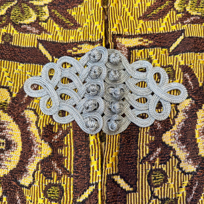 Żakardowe kimono z futrem naturalnym upcycling