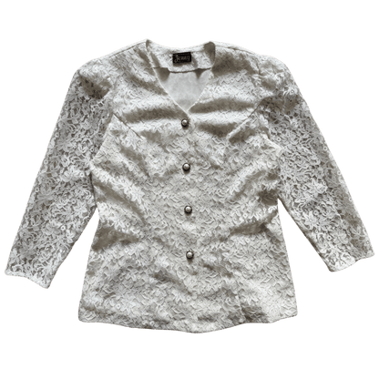 Cream lace vintage jacket with pearl buttons – romantic retro style