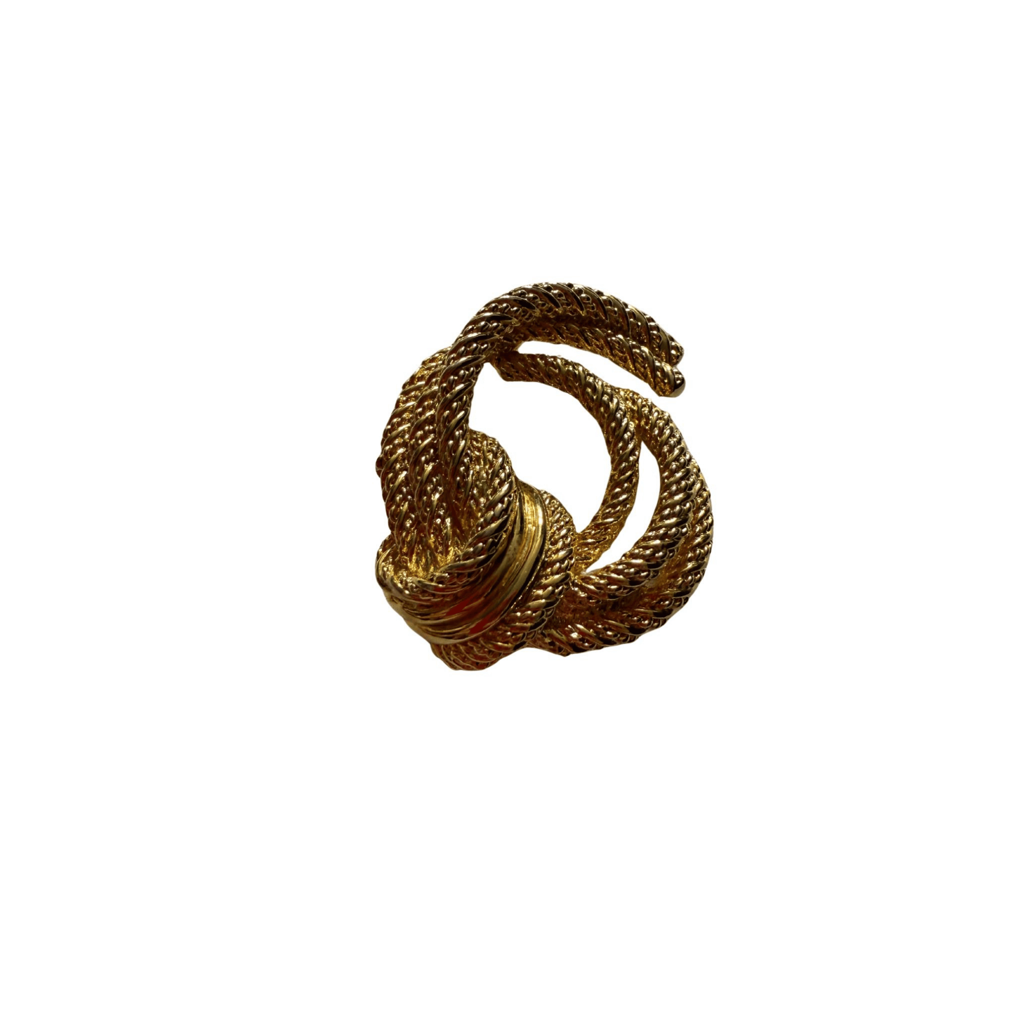 Vintage gold rope-shaped brooch – retro jewelry