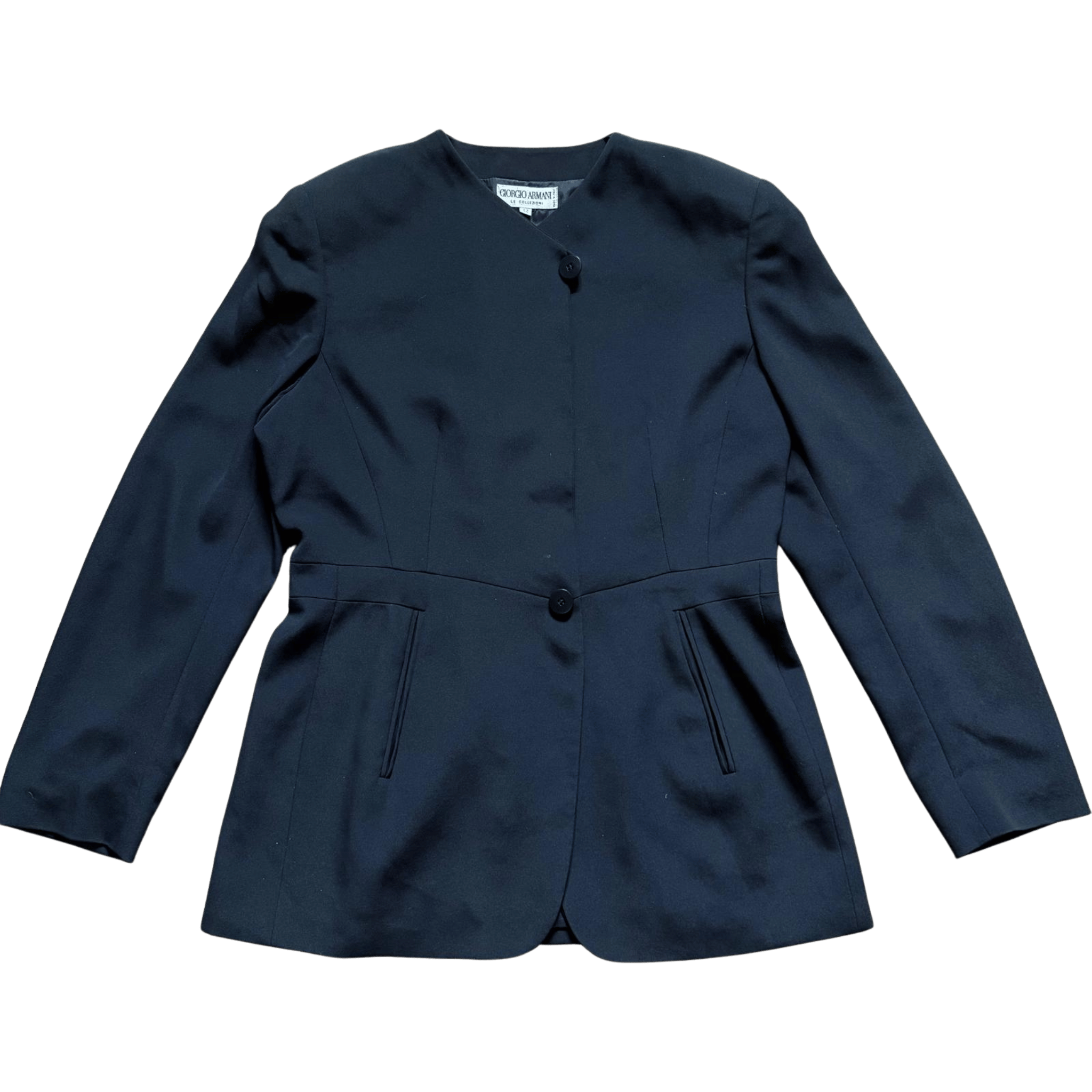 Elegant black Giorgio Armani Le Collezioni women's jacket – classic design