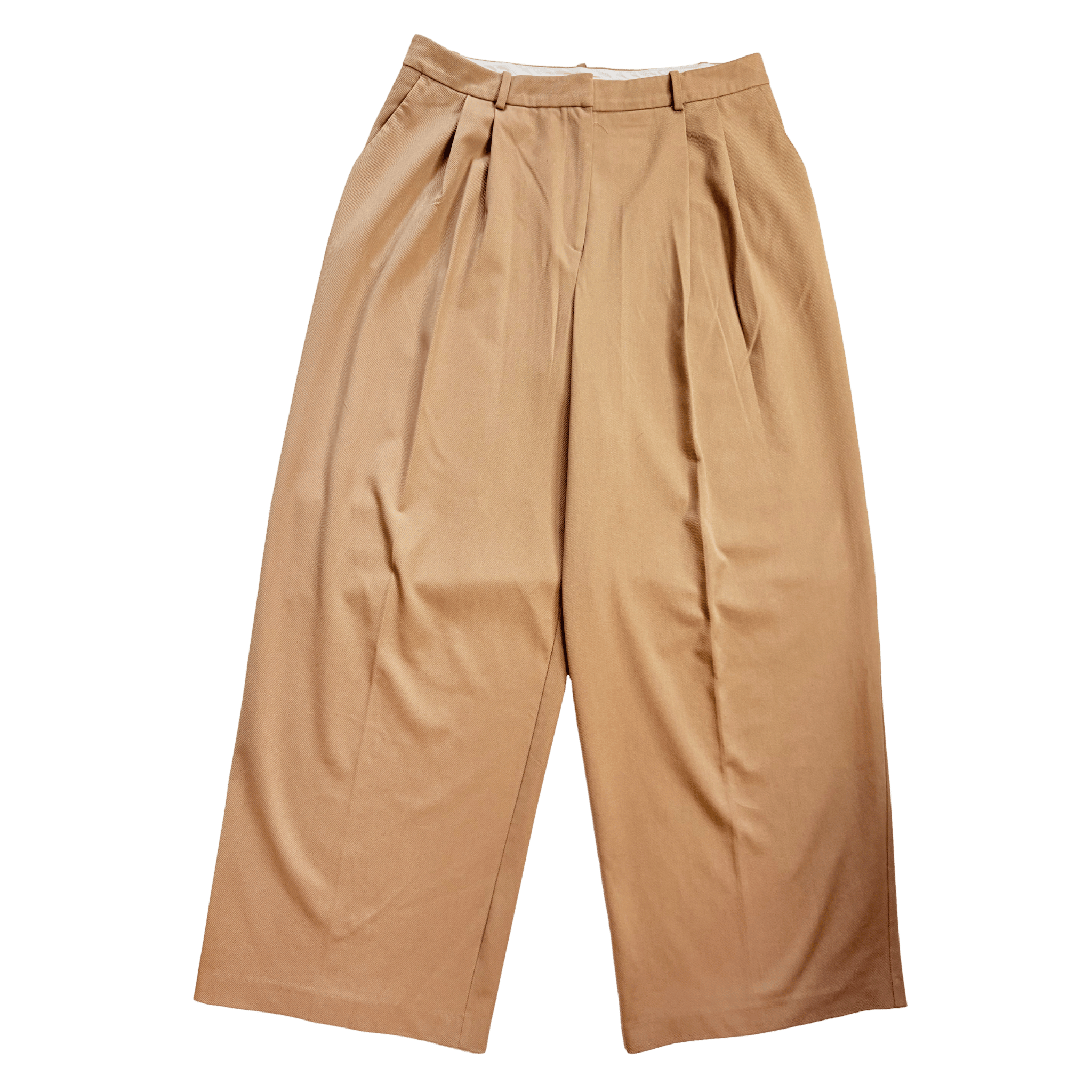 Beige wide-leg vintage trousers with pleats