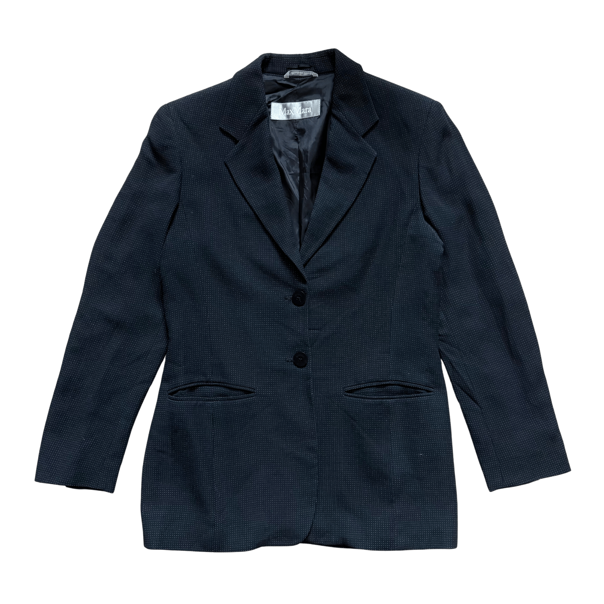 Navy blue Max Mara jacket with a delicate micro pattern
