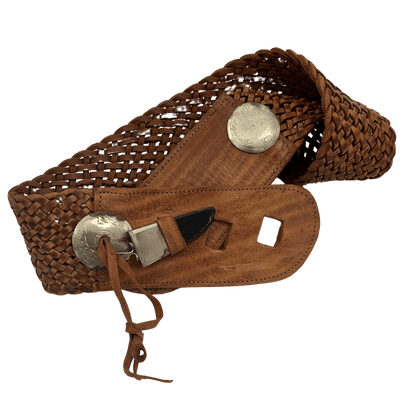 Vintage pleciony skórzany pasek w stylu western - RESTYLER